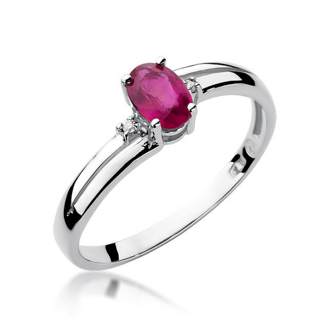 Inel Aur 14K cu Rubin 0.60 ct si Diamante Naturale 0.03 ct, imaginea 5 din 10