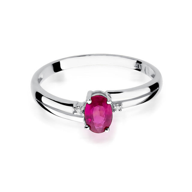 Inel Aur 14K cu Rubin 0.60 ct si Diamante Naturale 0.03 ct, imaginea 6 din 10