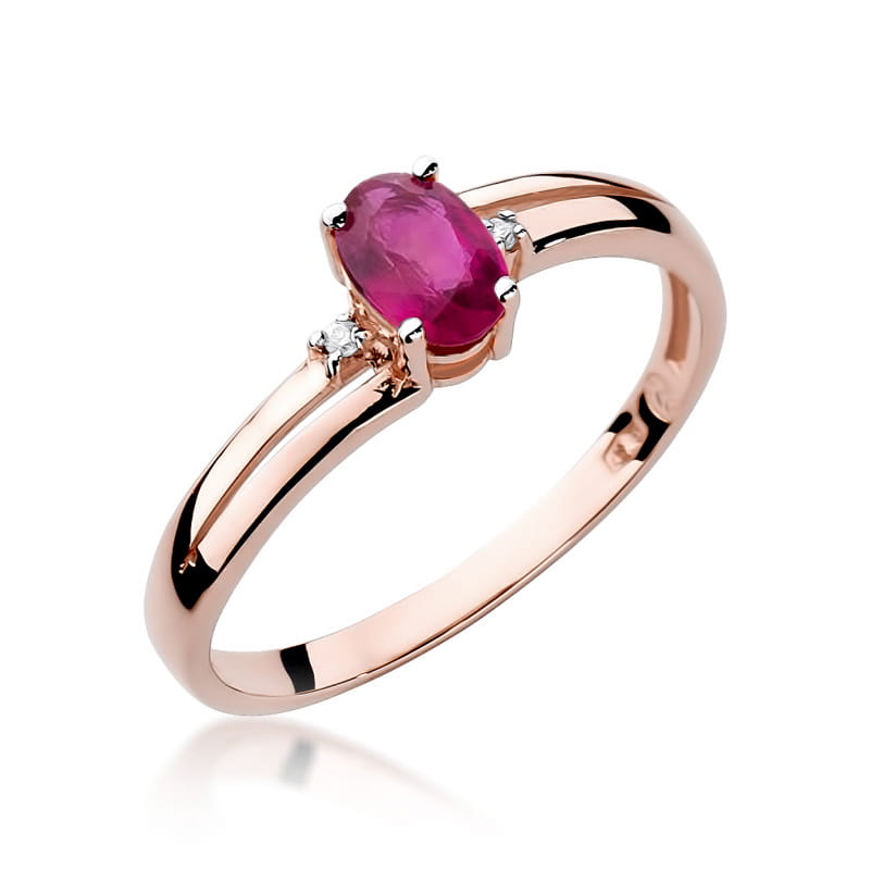 Inel Aur 14K cu Rubin 0.60 ct si Diamante Naturale 0.03 ct, imaginea 8 din 10