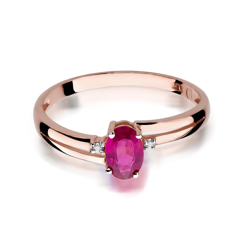 Inel Aur 14K cu Rubin 0.60 ct si Diamante Naturale 0.03 ct, imaginea 9 din 10