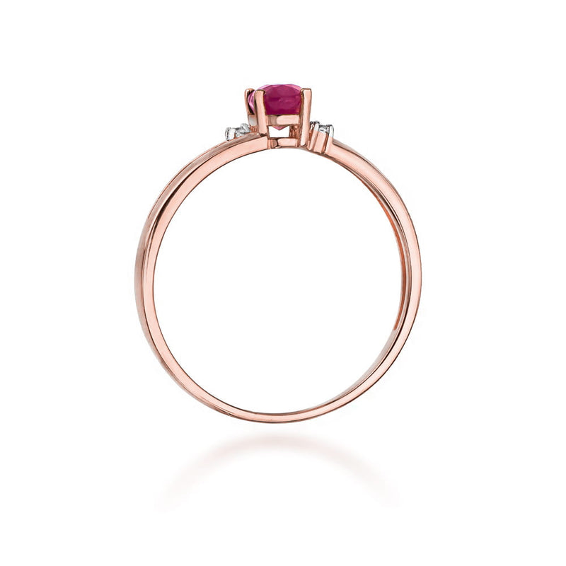 Inel Aur 14K cu Rubin 0.60 ct si Diamante Naturale 0.03 ct, imaginea 10 din 10
