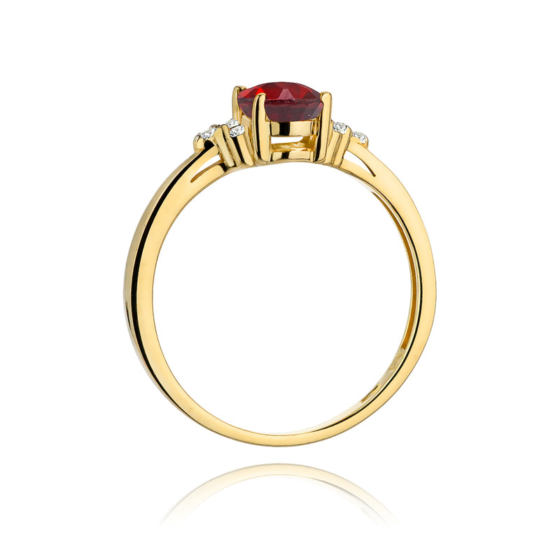 Inel Aur 14K cu Rubin 1.00 ct si Diamante Naturale 0.05 ct, imaginea 3 din 10