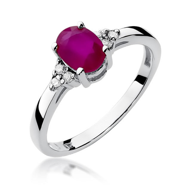 Inel Aur 14K cu Rubin 1.00 ct si Diamante Naturale 0.05 ct, imaginea 5 din 10