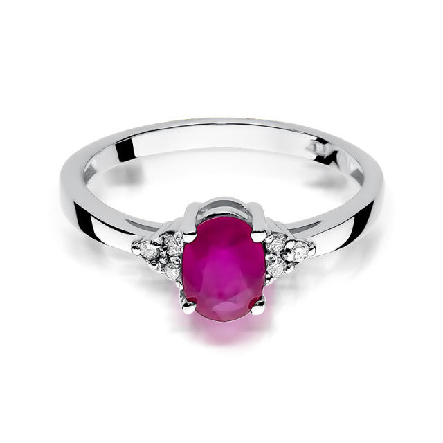 Inel Aur 14K cu Rubin 1.00 ct si Diamante Naturale 0.05 ct, imaginea 6 din 10