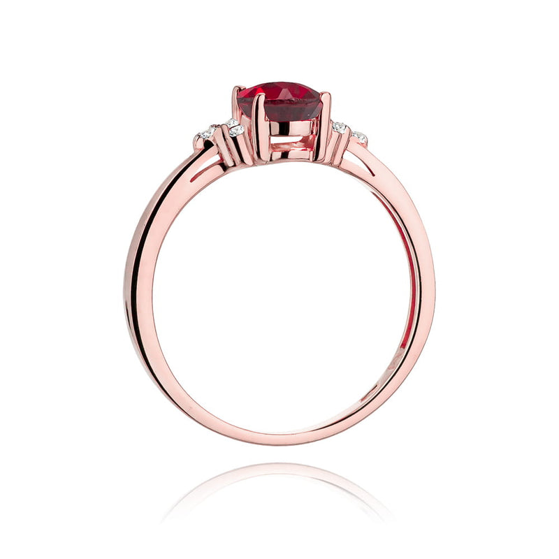 Inel Aur 14K cu Rubin 1.00 ct si Diamante Naturale 0.05 ct, imaginea 10 din 10