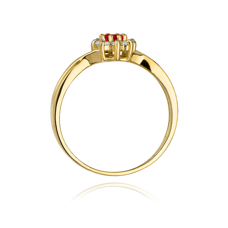 Inel Aur 14K cu Rubin 0.15 ct si Diamante Naturale 0.12 ct, imaginea 3 din 10