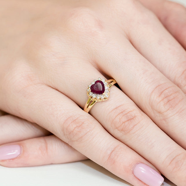 Inel Aur 14K cu Rubin 1.10 ct si Diamante Naturale 0.12 ct, imaginea 4 din 10