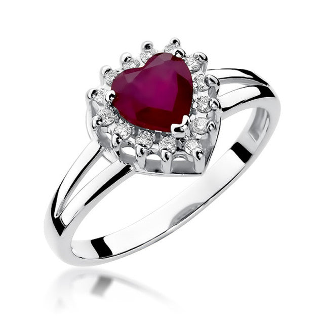 Inel Aur 14K cu Rubin 1.10 ct si Diamante Naturale 0.12 ct, imaginea 5 din 10