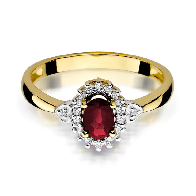 Inel Aur 14K cu Rubin 0.60 ct si Diamante Naturale 0.10 ct, imaginea 2 din 11