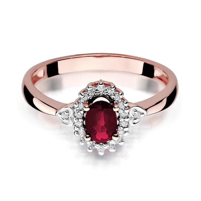 Inel Aur 14K cu Rubin 0.60 ct si Diamante Naturale 0.10 ct, imaginea 9 din 11