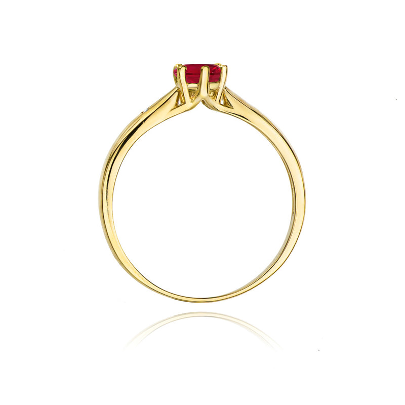 Inel Aur 14K cu Rubin 0.60 ct si Diamante Naturale 0.01 ct, imaginea 3 din 10