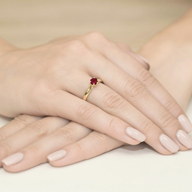 Inel Aur 14K cu Rubin 0.60 ct si Diamante Naturale 0.01 ct, imaginea 4 din 10
