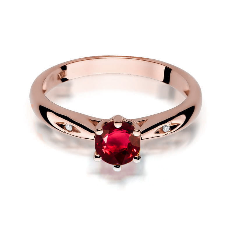 Inel Aur 14K cu Rubin 0.60 ct si Diamante Naturale 0.01 ct, imaginea 9 din 10
