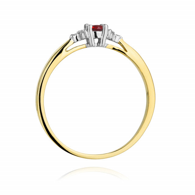 Inel Aur 14K cu Rubin 0.15 ct si Diamante Naturale 0.03 ct, imaginea 3 din 11