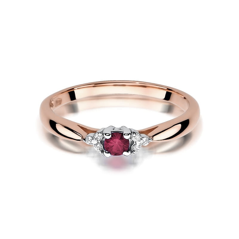 Inel Aur 14K cu Rubin 0.15 ct si Diamante Naturale 0.03 ct, imaginea 9 din 11
