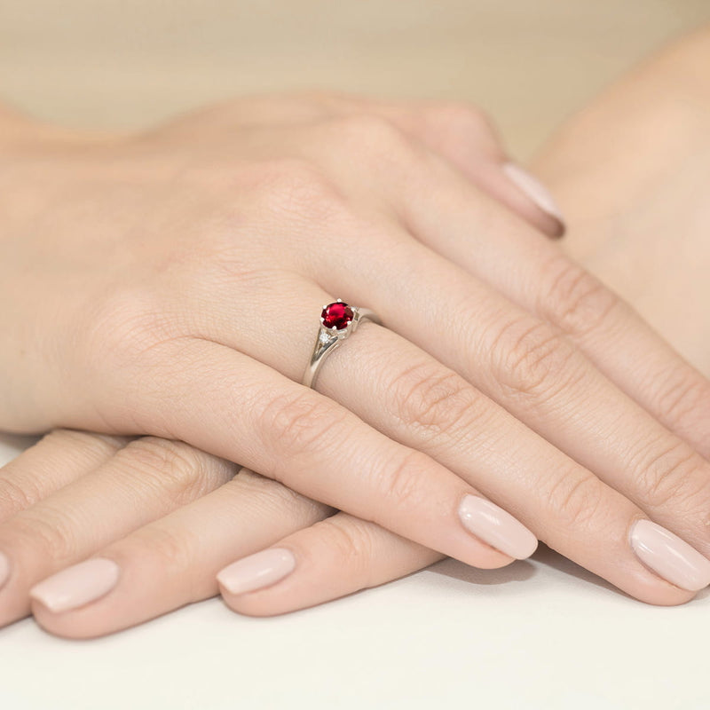 Inel Aur 14K cu Rubin 0.60 ct si Diamante Naturale 0.03 ct, imaginea 12 din 12