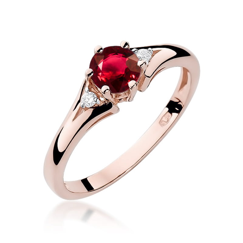 Inel Aur 14K cu Rubin 0.60 ct si Diamante Naturale 0.03 ct, imaginea 5 din 12