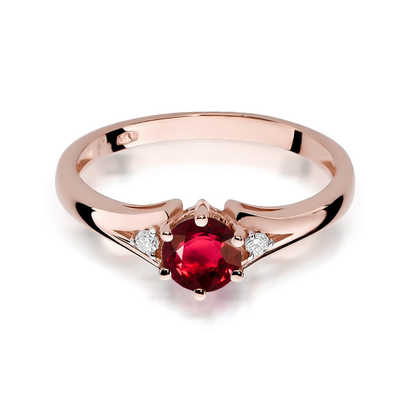 Inel Aur 14K cu Rubin 0.60 ct si Diamante Naturale 0.03 ct, imaginea 6 din 12