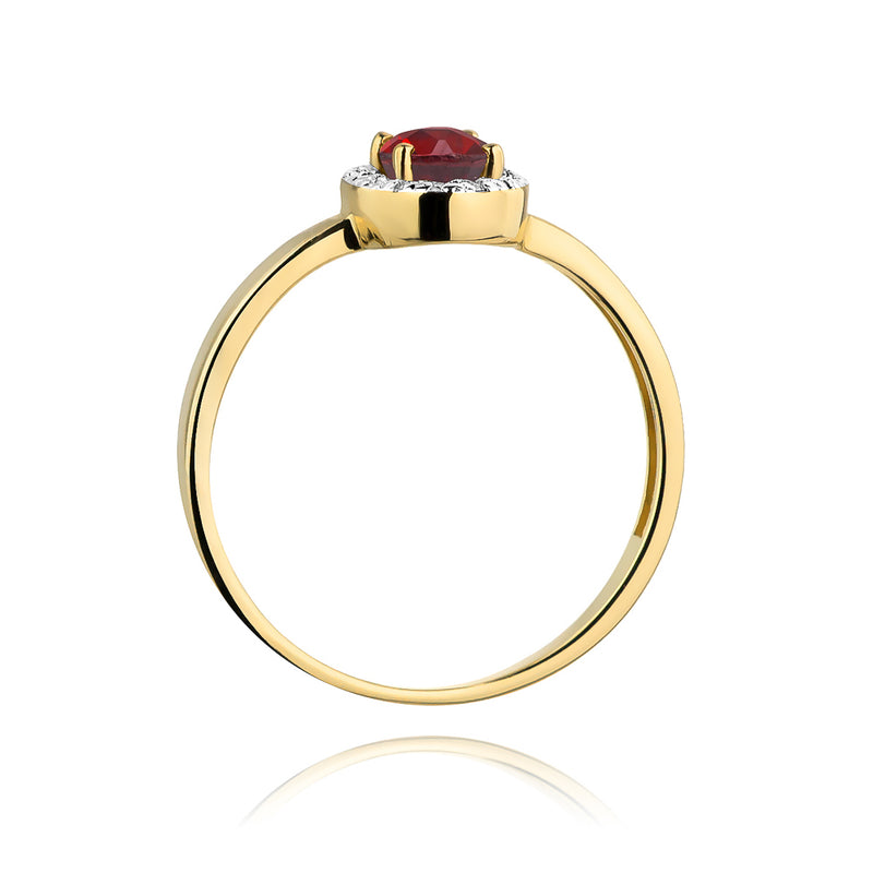 Inel Aur 14K cu Rubin 0.60 ct si Diamante Naturale 0.08 ct, imaginea 3 din 10