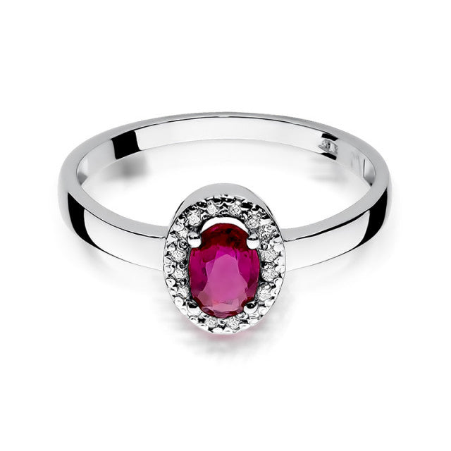 Inel Aur 14K cu Rubin 0.60 ct si Diamante Naturale 0.08 ct, imaginea 6 din 10