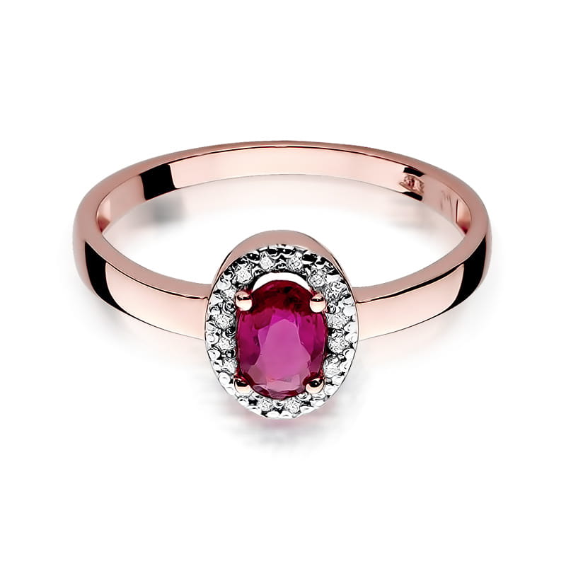 Inel Aur 14K cu Rubin 0.60 ct si Diamante Naturale 0.08 ct, imaginea 9 din 10
