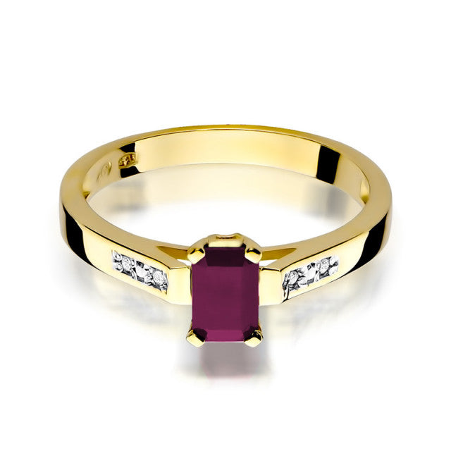 Inel Aur 14K cu Rubin 0.80 ct si Diamante Naturale 0.04 ct, imaginea 2 din 9