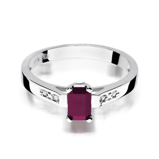 Inel Aur 14K cu Rubin 0.80 ct si Diamante Naturale 0.04 ct, imaginea 3 din 9