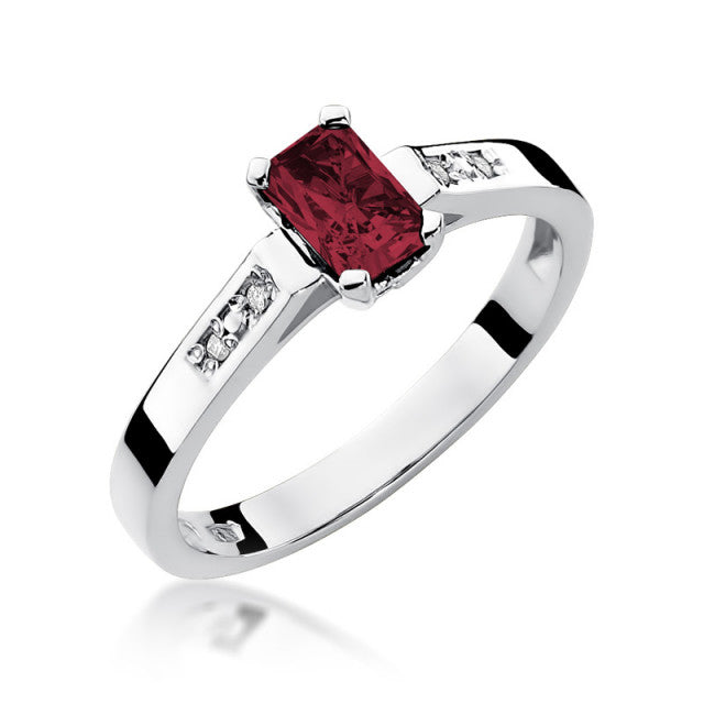 Inel Aur 14K cu Rubin 0.80 ct si Diamante Naturale 0.04 ct, imaginea 4 din 9
