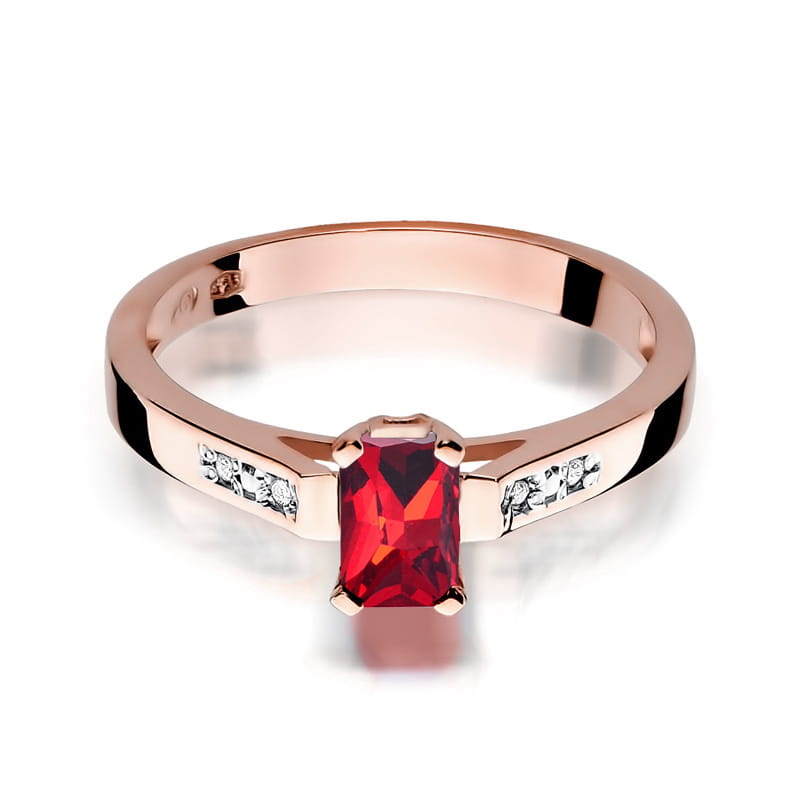 Inel Aur 14K cu Rubin 0.80 ct si Diamante Naturale 0.04 ct, imaginea 8 din 9