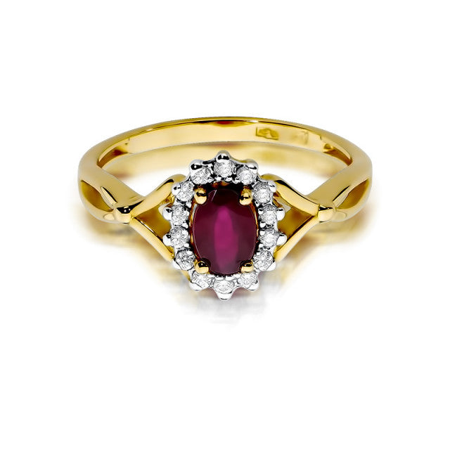 Inel Aur 14K cu Rubin 0.60 ct si Diamante Naturale 0.12 ct, imaginea 2 din 10