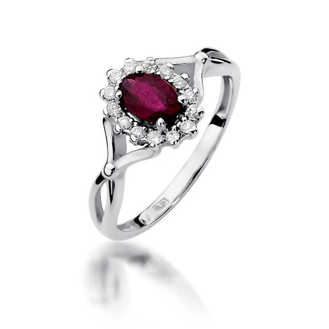 Inel Aur 14K cu Rubin 0.60 ct si Diamante Naturale 0.12 ct, imaginea 5 din 10