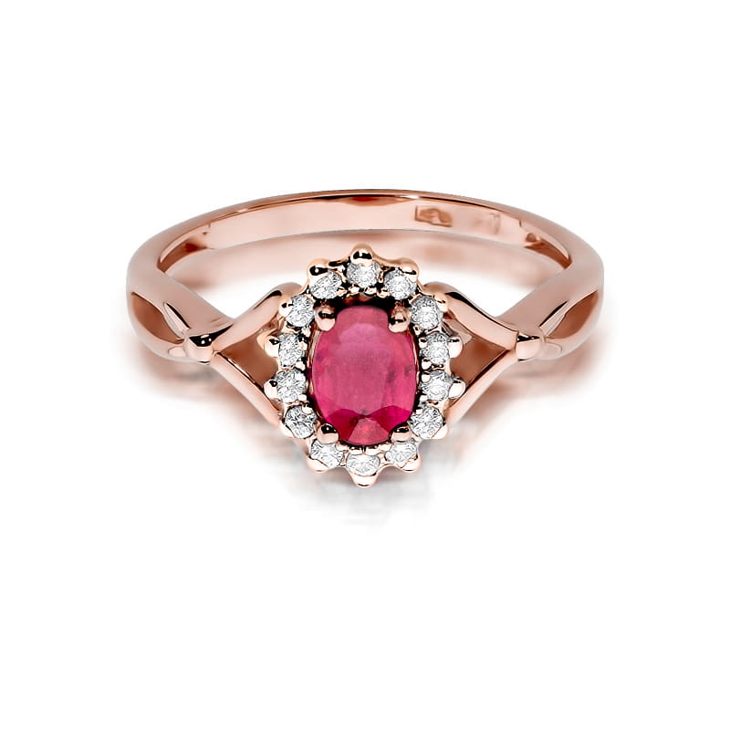 Inel Aur 14K cu Rubin 0.60 ct si Diamante Naturale 0.12 ct, imaginea 9 din 10