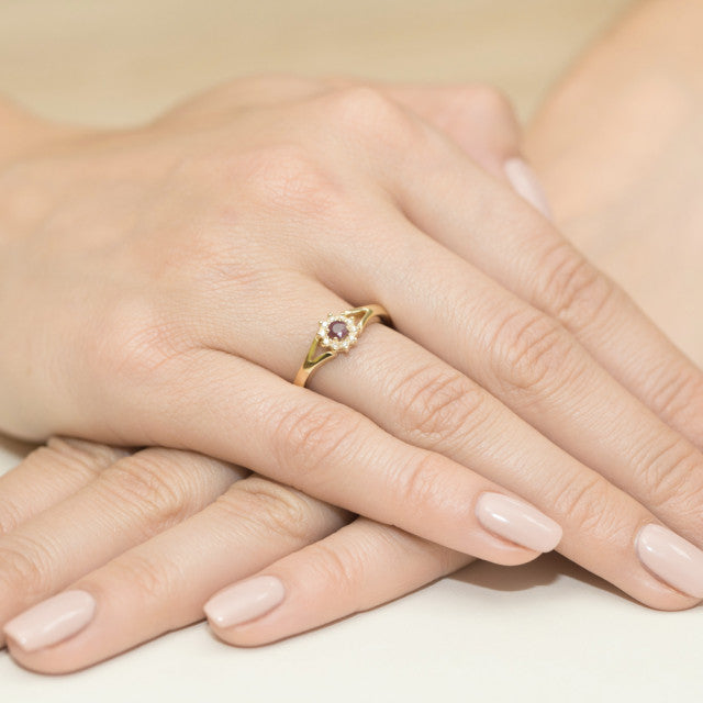 Inel Aur 14K cu Rubin 0.15 ct si Diamante Naturale 0.09 ct, imaginea 4 din 11
