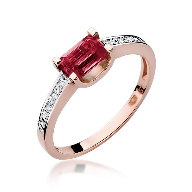 Inel Aur 14K cu Rubin 0.80 ct si Diamante Naturale 0.03 ct, imaginea 8 din 10