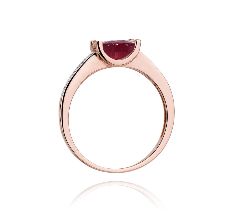 Inel Aur 14K cu Rubin 0.80 ct si Diamante Naturale 0.03 ct, imaginea 10 din 10
