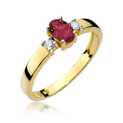 Inel Aur 14K cu Rubin 0.60 ct si Diamante Naturale 0.08 ct