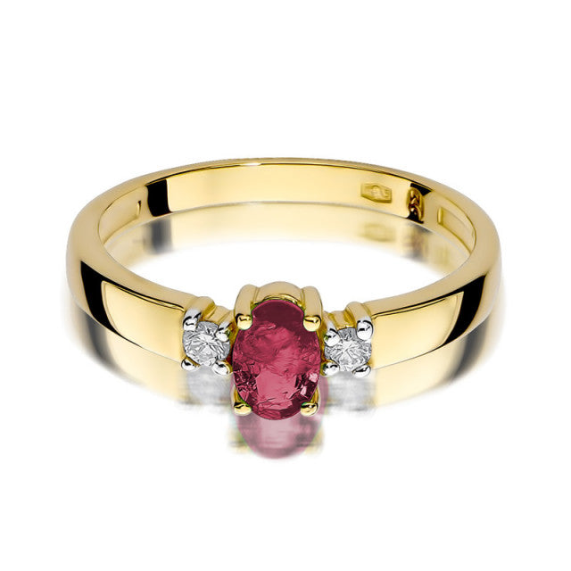 Inel Aur 14K cu Rubin 0.60 ct si Diamante Naturale 0.08 ct, imaginea 2 din 10