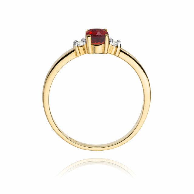 Inel Aur 14K cu Rubin 0.60 ct si Diamante Naturale 0.08 ct, imaginea 3 din 10
