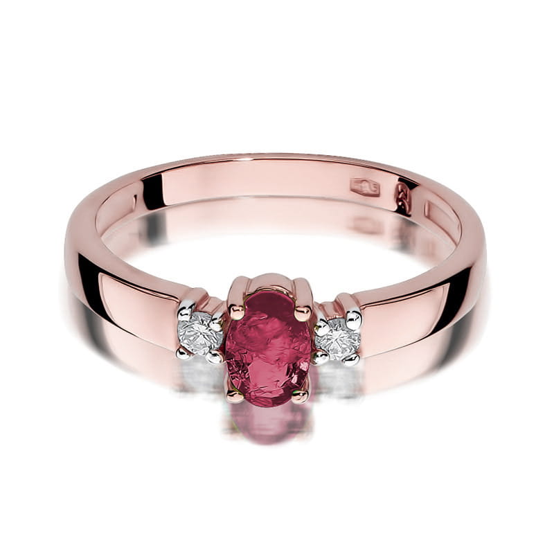 Inel Aur 14K cu Rubin 0.60 ct si Diamante Naturale 0.08 ct, imaginea 9 din 10