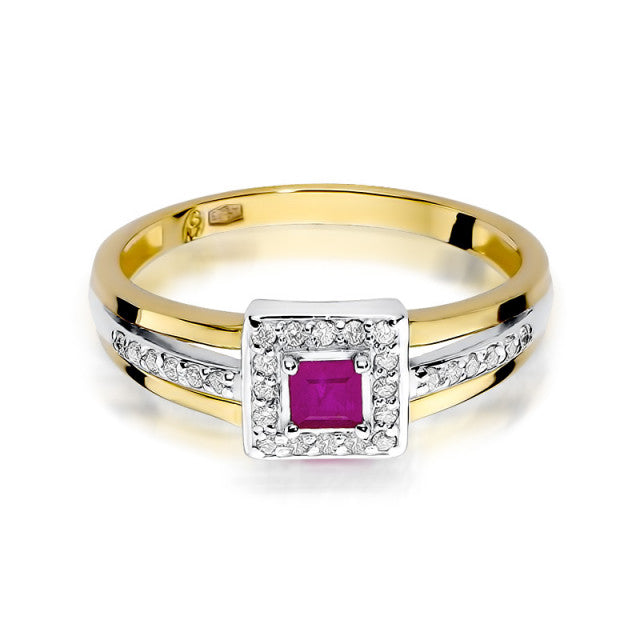 Inel Aur 14K cu Rubin 0.20 ct si Diamante Naturale 0.14 ct, imaginea 2 din 10
