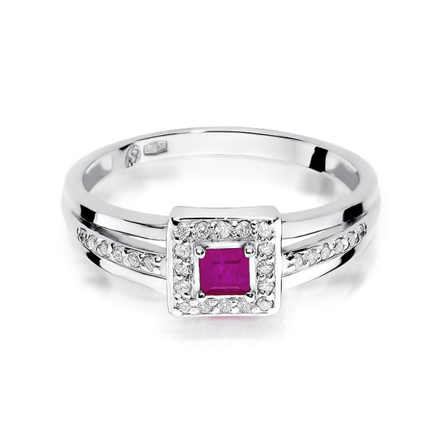 Inel Aur 14K cu Rubin 0.20 ct si Diamante Naturale 0.14 ct, imaginea 6 din 10
