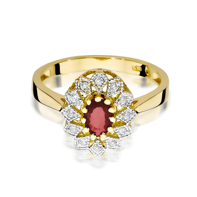 Inel Aur 14K cu Rubin 0.60 ct si Diamante Naturale 0.10 ct, imaginea 2 din 10