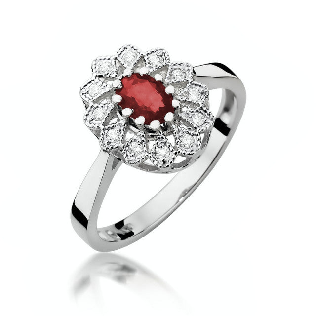 Inel Aur 14K cu Rubin 0.60 ct si Diamante Naturale 0.10 ct, imaginea 5 din 10