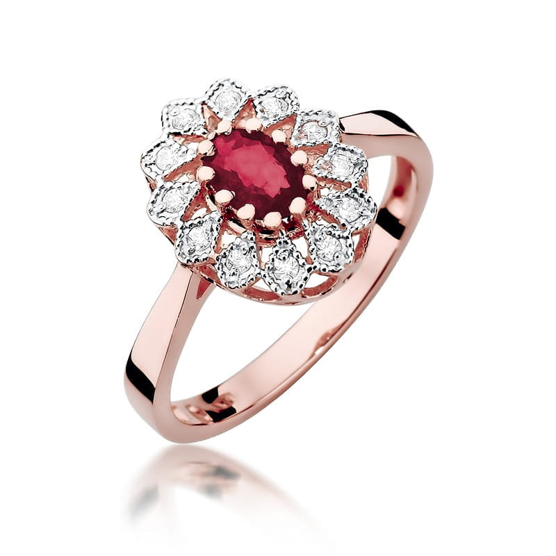 Inel Aur 14K cu Rubin 0.60 ct si Diamante Naturale 0.10 ct, imaginea 8 din 10