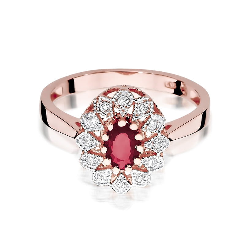 Inel Aur 14K cu Rubin 0.60 ct si Diamante Naturale 0.10 ct, imaginea 9 din 10