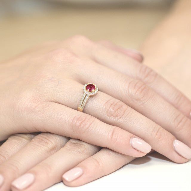 Inel Aur 14K cu Rubin 0.60 ct si Diamante Naturale 0.20 ct, imaginea 4 din 11