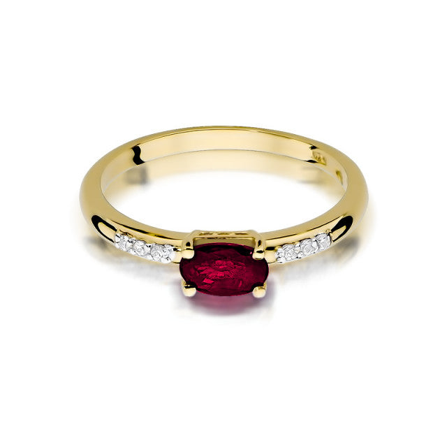 Inel Aur 14K cu Rubin 0.60 ct si Diamante Naturale 0.03 ct, imaginea 2 din 10