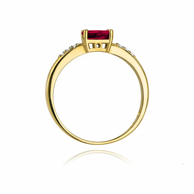 Inel Aur 14K cu Rubin 0.60 ct si Diamante Naturale 0.03 ct, imaginea 3 din 10