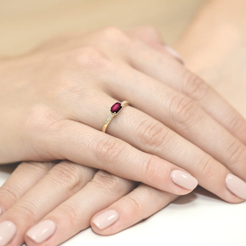 Inel Aur 14K cu Rubin 0.60 ct si Diamante Naturale 0.03 ct, imaginea 4 din 10