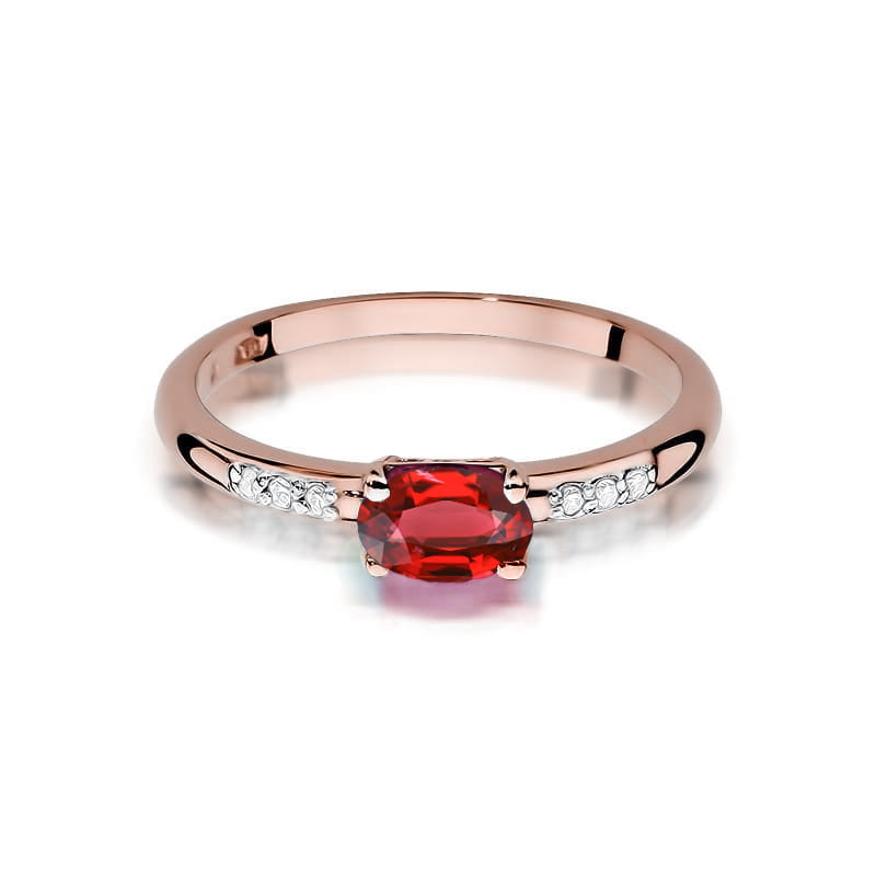 Inel Aur 14K cu Rubin 0.60 ct si Diamante Naturale 0.03 ct, imaginea 9 din 10